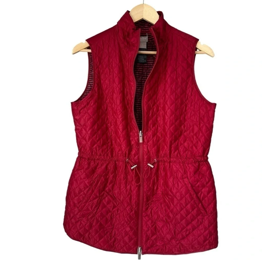 REVERSIBLE Chico’s ZEnergy Red Lightweight Puffer Vest, Small